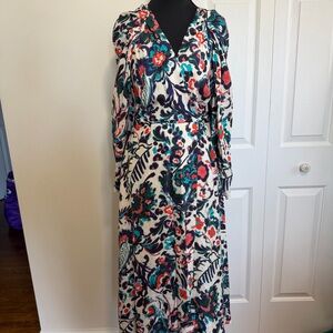 Tanya Taylor 100% Silk Floral Wrap Style Dress Size 4